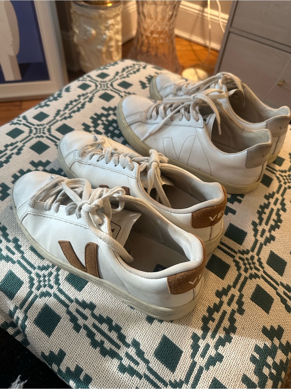 2 Pairs of Veja Leather Sneakers Sz 8